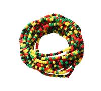 QRH Stackable Juneteenth Beaded African Bangle Bracelet Yellow Black Green Red Strech Bohemian African Seed Beads Bracelet Ethnic Tribal Jamaican Africa Black History Month Jewelries, Stretchy, Resin