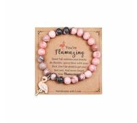 QRH You're Flamazing Flamingo Bracelet Natural Stone Gifts Bead Bracelet for Women Gift Jewelry Deco, 0.1, Acrylic, no gemstone