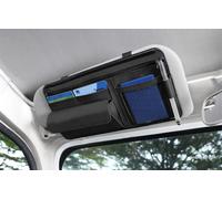 Qric Car Sun Visor Organizer, Leather Storage Pocket Sun Visor Pouch for Cards License Registration Pen Glasses Document, Fits Most Car SUV, Truck, Auto Interior Accessories for Men Women (Black)