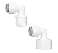 Qrity 1/2" Male Thread/Female Thread to 3/8" Elbow Quick Connect, Pushfit Straight Connector Kit, Push in to Connect Water Tube Fitting, for Water Filter Reverse Osmosis