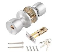 Qrity 1 Pack Door Entrance Knob Sets, Stainless Steel Round Door Knobs with Lock, Passage Door Lock for Bedroom Bathroom Home Office