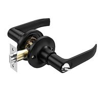 Qrity 1 Pcs Lever Door Handle Lock with Keys, Internal Door Handle Knob Sets, Privacy Knob Locking Device, for Entrance/Exit Access - Black