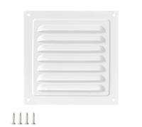 Qrity 1 Pcs White Metal Air Vent Cover, 150 x 150 mm Screen Air Grille Ventilation Cover, Louvred Design with Flyscreen for Wall, Ceiling