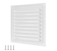 Qrity 1 Pcs White Metal Air Vent Cover, 200 x 200 mm Screen Air Grille Ventilation Cover, Louvred Design with Flyscreen for Wall, Ceiling