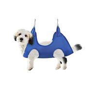 Qrity 1 Piece Cat Grooming Bag, Pet Nail Trimming Harness, Pet Grooming Sling Helper with 2 Hooks, Breathable Grooming Harness Hanging for Dog & Cat Trim Nails and Bath Grooming, Blue, M