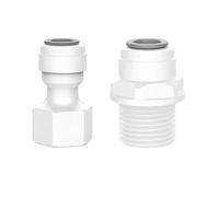 Qrity 1 Piece Water Inlet Pipe Connector Set, 1/2" Female Thread to 3/8" Quick Connect Straight, 1/2" Male Thread to 3/8" Quick Connect Straight