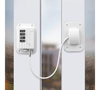 Qrity 1 x Window Locks, Practical Window Locks Child Safety, Window Safety Restrictors Self Adhesive, No Drilling Password Fridge Lock, for Doors Drawer, White