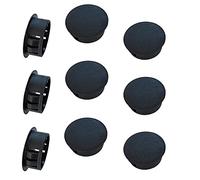 Qrity 10 PCS Plastic Button Plugs, 25mm Round Drill Hole Cover Caps, Snap on Type, Furniture Hole Caps, Black, for Cabinet Desk Table Chair Cupboard Wardrobe