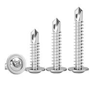 Qrity 100 PCS Self Tapping Screws M4.2 x 13 mm, Drill Tail Self Drilling Fastener, Stainless Steel, Round Head Phillips