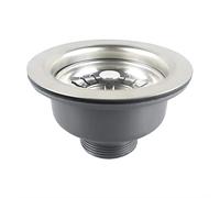Qrity 110mm Sink Waste, Stainless Steel and PVC Kitchen Sink Basket Strainer Plug Waste Basket Sink Waste 1½"