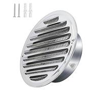 Qrity 1x 304 Stainless Steel Round Ventilation Grill Screen Hood, Round Air Vent Cover 180mm, Extractor Fan Vent Cover Grille Louvre with Insect Mesh