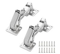Qrity 2 Pack Kitchen Cabinet Door Hinges, 170 Degree Large Angle Door Hinges with Fixing Screws - No Slot Required - Easy to Install