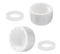 Qrity 2 Pack Pipe Fitting Cap, White Female Threaded Blanking Plugs, Waste Pipe Blanking Stop Cap with Washer, for Pipes End, 25mm (3/4")
