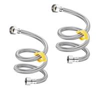 Qrity 2 Pieces G 1/2" x G 1/2" Stainless Steel Braided Hose Flexible Water Plumbing Pipe for Bathroom Toilet Taps Kitchen Sink Water Inlet Hoses, 250cm