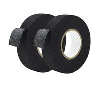 Qrity 2 Pieces Insulating Tape, 25mm*15m, Strong Self-Adhesive Fabric Insulation Tape, Black Harness Automotive Tape for Auto Vehicle Motorcycle
