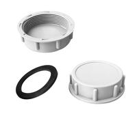 Qrity 2 Pieces Pipe Fitting Cap, Kitchen Sink Waste Pipe Blanking Cap, 54mm Female Threaded Plumbing Fittings, for Sealing Joints and Pipes End, Grey