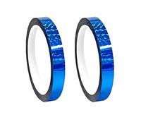 Qrity 2 Rolls Blue Decorative Tapes, 10mm x 50m Self Adhesive Prism Tape, Holographic Glitter Tape for Craft Projects, DIY Art, Wedding