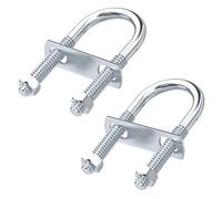Qrity 2 Set Round U Bolts, M6x16x36mm Carbon Steel U Clamp Bolt Replacement Parts with Nuts and Frame Plate, for Pipe, Automotive, Leaf Spring Fastener