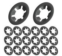 Qrity 20 PCS Internal Tooth Lock Washers, Fixed Lock Washer, Black Lock Washer, Push On Speed Clips Fasteners, 6mm I.D, 14mm O.D