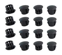 Qrity 20 PCS Plastic Button Plugs, 8mm Round Drill Hole Cover Caps, Snap on Type, Furniture Hole Caps, Black, for Cabinet Desk Table Chair Cupboard Wardrobe