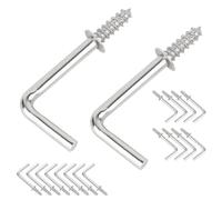 Qrity 37mm Right Angle Hooks, Small L Shape Nail Hook Fastener Screw in Hooks Carbon Steel, for Items Hanging Photo Frame, Pack of 20