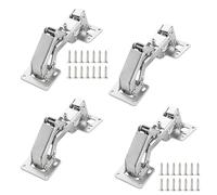 Qrity 4 Pack Kitchen Cabinet Door Hinges, 170 Degree Large Angle Door Hinges with Fixing Screws - No Slot Required - Easy to Install