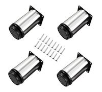 Qrity 4 PCS Adjustable Furniture Legs, 100mm Kitchen Cupboard Feet, Chrome Metal Kitchen Cabinet/Worktop Feet & Desk Table Legs (Total:100-115mm)