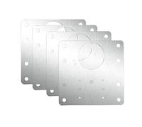 Qrity 4 Pcs Cabinet Hinge Repair Plate, Wardrobe Door Hinges Plates with Screw, Stainless Steel Hinges Repair Plates Brackets with Holes, for Wood Furniture