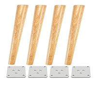 Qrity 4 PCS Wooden Furniture Legs, Oblique Tapered Replacement Sofa Feet 40CM Height with Non-slip Mat, Screws & Mounting Plate
