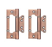 Qrity 4 Pieces Door Hinges, 4 Inch Home 100mm Stainless Steel Ball Bearing Mute Hinges for Internal External Doors, Ancient Red Copper