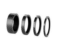Qrity 4Pcs Bicycle Headset Spacers, Carbon Fiber Bike Handlebar Spacers 1-1/8 Inch Bicycle Front Fork Stem Spacers Kit 3mm/5mm/10mm/15mm