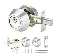 Qrity Cylinder Security Lock with Keys on Both Side, Double Cylinder Deadlock, Brass + Stainless Steel, with 3 Keys, Door Bolt with Lock for Home, Office