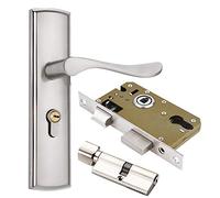 Qrity Door Handle Lever, Euro Lever Lock, Cylinder, 3 Copper Keys, Zinc Alloy