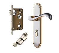 Qrity Door Handle Lock, Modern Door Handle Set, Zinc Alloy Anti-Theft Door Lock with Keys for Wooden Doors