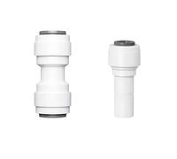 Qrity Pushfit Straight Connector, 3/8" Pushfit Straight Connector for Water Pipe + 3/8" Hard Insert to 1/4" Straight Quick Connect, 1 PCS