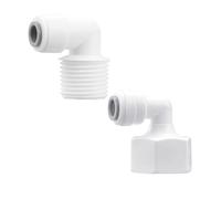 Qrity Quick Connect Fitting Kit - 1/2" Male/Female Elbow to 1/4" Quick Connect, Push-in Water Tube Fitting