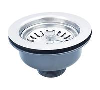 Qrity Sink Collection, 114mm Stainless Steel and PVC Kitchen Sink Basket Strainer Plug Waste G1½"
