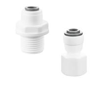 Qrity Water Filter Quick Connector, 3/8" Male Thread to 1/4" Quick Connect + 3/8" Female Thread to 1/4" Quick Connect, One Each