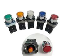 QRJAZHNTP 22mm XB2 Series instantaneous self-Reset Flat Round Button Switch XB2-BW3361C with LED Light NO NC 24V/AC220V/AC380V(Yel low-NO,380V)