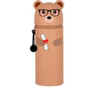 QRKPVHD 2-in-1 Soft Pencil Case - Kawaii Pencil Case, Silicone Bag, Pencil Case, Stand Up Pencil Case, Animal Pen Holder, Pencil Bag for Girls and Boys (Prom Bear)