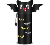 QRKPVHD 2 in 1 Soft Silicone Kawaii Pencil Case, Pencil Case, Animal School Case, Animal Pencil Case, Animal Pen Holder, Animal Colour Gadget, Stationery, Bats, 0, Unisex