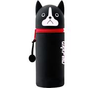 QRKPVHD Kawaii 2 in 1 Soft Silicone Pencil Case, Cat School Case, Animal Pen Holder, Black Cat Animal Gadget, Stationery Black
