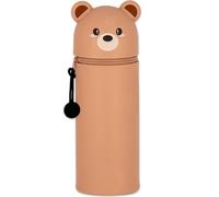 QRKPVHD Kawaii 2 in 1 Soft Silicone Pencil Case School Pencil Case Table Zipper Closure Marker Pen Case Sweet Animals for School Office, Brown Bear Puppy, Kawaii
