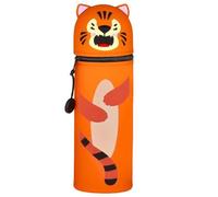 QRKPVHD Kawaii 2 in 1 Soft Silicone Pencil Case School Pencil Case Table Zipper Closure Pencil Case Pastel Pens Pencil Case Tiger Sweet Animals for School Office