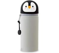 QRKPVHD Kawaii 2 in 1 Soft Silicone Pencil Case School Pencil Case Table Zipper Closure Pencil Case Pastel Pens Pencil Case Cute Animals Penguin for School Office, grey, Kawaii