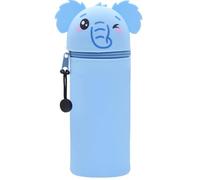 QRKPVHD Kawaii 2 in 1 Soft Silicone Pencil Case School Pencil Case Table Zipper Closure Pencil Case Pastel Pens Pencil Case Cute Animals Elephant for School Office, blue, Kawaii