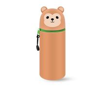 QRKPVHD Kawaii 2 in 1 Soft Silicone Pencil Case School Pencil Case Table Zipper Closure Pencil Case Pencil Case Cute Animals Monkey for School Office, yellow, Kawaii