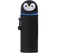 QRKPVHD Kawaii 2 in 1 Soft Silicone Pencil Case School Pencil Case Table Zipper Closure Pencil Case Pastel Pens Pencil Case Cute Animals Penguin for School Office, Black, Kawaii