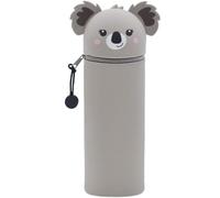 QRKPVHD Kawaii 2 in 1 Soft Silicone Pencil Case School Pencil Case Table Zipper Closure Pencil Case Pastel Pens Pencil Case Sweet Animals Koala for School Office, grey, Kawaii