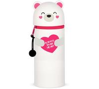 QRKPVHD Kawaii 2 in 1 Soft Silicone School Pencil Case, Table Pen Holder, Zipper Closure, Pastel Pens, Cute Sweet Animals Pencil Case for School, Office, Love Bears, Kawaii